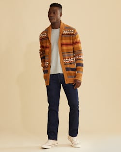 ALTERNATE VIEW OF MEN'S MEDICINE BOW COTTON CARDIGAN IN BROWN/BRICK STRIPE image number 5