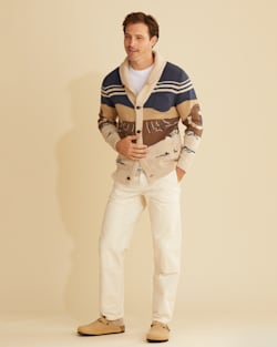 ALTERNATE VIEW OF MEN'S DESERT RIDER COTTON CARDIGAN IN TAN/BLUE MULTI image number 2