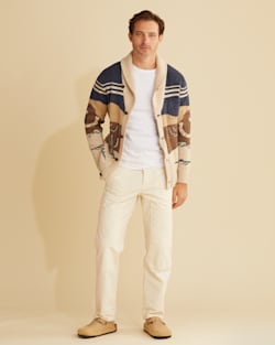 ALTERNATE VIEW OF MEN'S DESERT RIDER COTTON CARDIGAN IN TAN/BLUE MULTI image number 4