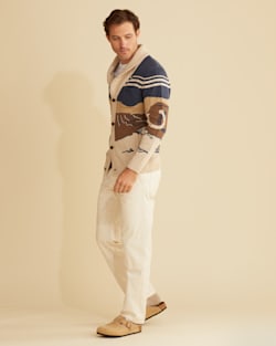 ALTERNATE VIEW OF MEN'S DESERT RIDER COTTON CARDIGAN IN TAN/BLUE MULTI image number 5