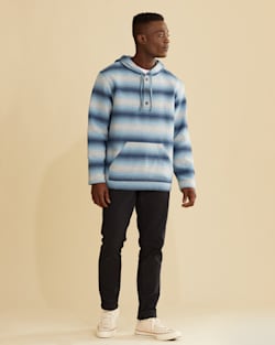 MEN'S DOUBLESOFT HOODIE IN HAZY BLUE STRIPE image number 1
