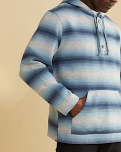 ALTERNATE VIEW OF MEN'S DOUBLESOFT HOODIE IN HAZY BLUE STRIPE image number 2
