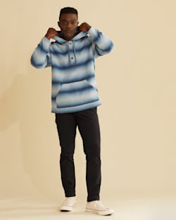 ALTERNATE VIEW OF MEN'S DOUBLESOFT HOODIE IN HAZY BLUE STRIPE image number 5