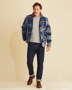 MEN'S BERBER FLEECE ZIP JACKET IN NAVY CARICO LAKE image number 1