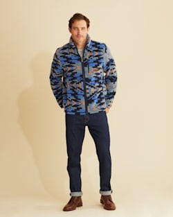 ALTERNATE VIEW OF MEN'S BERBER FLEECE ZIP JACKET IN NAVY CARICO LAKE image number 5