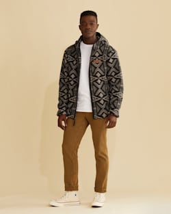 MEN'S FLEECE HOODED JACKET IN BLACK/SILVER DIAMOND RIVER image number 1