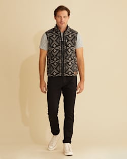 ALTERNATE VIEW OF UNISEX FLEECE VEST IN BLACK/SILVER DIAMOND RIVER image number 2