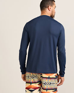 ALTERNATE VIEW OF BIG WAVE MEN'S LONG-SLEEVE GRAPHIC SWIM TEE IN DRESS BLUES/BIG WAVE image number 2