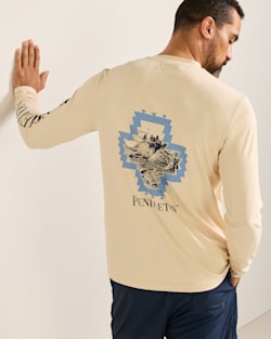 CLIFF WALK MEN'S LONG-SLEEVE GRAPHIC SWIM TEE IN SANDSHELL/CLIFF WALK image number 1