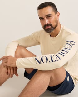 ALTERNATE VIEW OF CLIFF WALK MEN'S LONG-SLEEVE GRAPHIC SWIM TEE IN SANDSHELL/CLIFF WALK image number 2