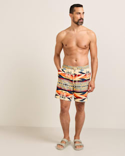 FIRE LEGEND SHORESIDE PACK-N-GO SWIM TRUNKS IN FIRE LEGEND image number 1