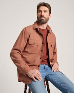 QUILTED CPO JACKET IN RED/TAN MIX image number 1
