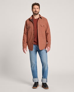ALTERNATE VIEW OF QUILTED CPO JACKET IN RED/TAN MIX image number 5