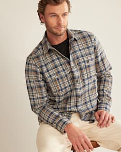 ALTERNATE VIEW OF MEN'S HARRISON MERINO SHIRT IN NAVY/GREY PLAID image number 4