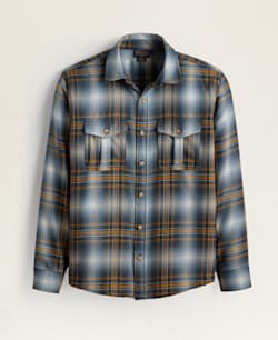 MEN'S PLAID HARRISON MERINO SHIRT IN NAVY/GOLD OMBRE image number 1