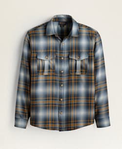 MEN'S PLAID HARRISON MERINO SHIRT IN NAVY/GOLD OMBRE image number 1