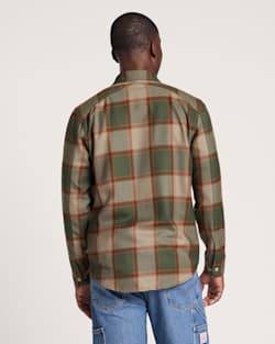 ALTERNATE VIEW OF MEN'S PLAID HARRISON MERINO SHIRT IN GREEN/TAN BLOCK PLAID image number 2