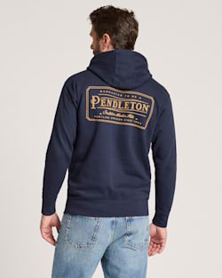 ALTERNATE VIEW OF MEN'S HERITAGE LOGO HOODIE IN NAVY/GOLD image number 2