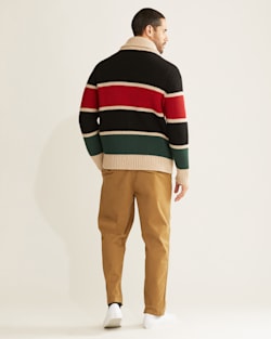 ALTERNATE VIEW OF MEN'S RANGER STRIPE LAMBSWOOL CARDIGAN IN BLACK/RED/GREEN image number 3