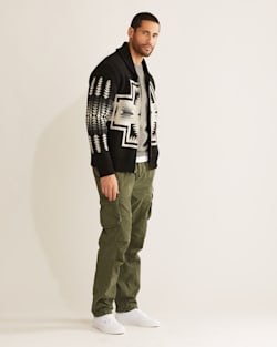 ALTERNATE VIEW OF MEN'S HARDING ZIP LAMBSWOOL CARDIGAN IN BLACK PEARL image number 2