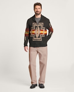 ALTERNATE VIEW OF MEN'S HARDING LAMBSWOOL ZIP CARDIGAN IN OXFORD image number 6