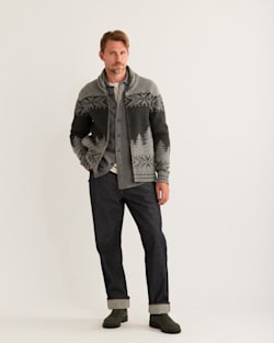 MEN'S SCENIC PEAK LAMBSWOOL CARDIGAN IN CHARCOAL/NATURAL image number 1