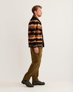 ALTERNATE VIEW OF MEN'S TYE RIVER LAMBSWOOL CARDIGAN IN BLACK/SCARLET image number 2