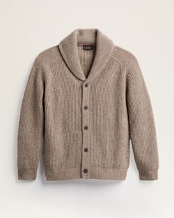 MEN'S LAMBSWOOL SHAWL COLLAR CARDIGAN IN TAUPE/SAND TWIST image number 1