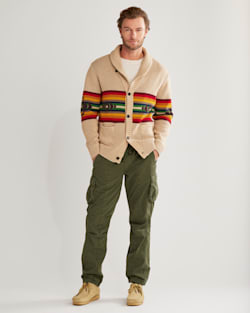 MEN'S ALTO MESA COTTON CARDIGAN IN IVORY/SCARLET image number 1