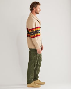 ALTERNATE VIEW OF MEN'S ALTO MESA COTTON CARDIGAN IN IVORY/SCARLET image number 2