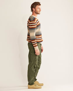 ALTERNATE VIEW OF MEN'S MERINO STRIPE CREW SWEATER IN LINEN/NAVY OMBRE image number 2