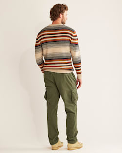 ALTERNATE VIEW OF MEN'S MERINO STRIPE CREW SWEATER IN LINEN/NAVY OMBRE image number 3