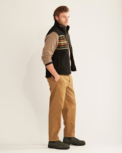 ALTERNATE VIEW OF MEN'S RIDGELINE BERBER FLEECE VEST IN OLIVE CAMP STRIPE image number 2
