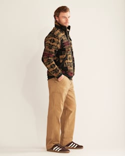 ALTERNATE VIEW OF MEN'S LONE FIR STAND-COLLAR FLEECE JACKET IN BLACK/OLIVE CHIEF JOSEPH image number 2