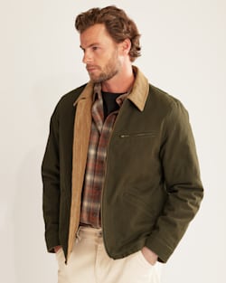 MEN'S TAHOMA CANVAS TRUCKER JACKET IN DARK OLIVE image number 1