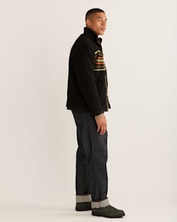ALTERNATE VIEW OF MEN'S LONE FIR STAND-COLLAR FLEECE JACKET IN OLIVE CAMP STRIPE image number 2
