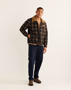 MEN'S PEDRO STADIUM TRUCKER JACKET IN NAVY GOLD PLAID image number 1