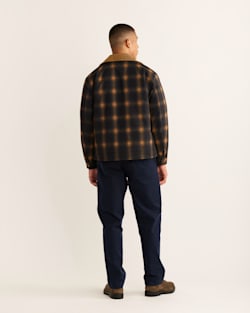 ALTERNATE VIEW OF MEN'S PEDRO STADIUM TRUCKER JACKET IN NAVY GOLD PLAID image number 3