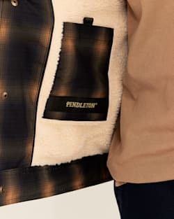 ALTERNATE VIEW OF MEN'S PEDRO STADIUM TRUCKER JACKET IN NAVY GOLD PLAID image number 5