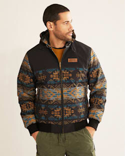 ALTERNATE VIEW OF MEN'S BOW PASS HOODED JACKET IN BLACK/BLUE JOURNEY WEST image number 4