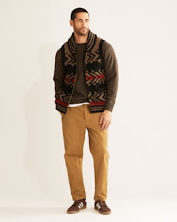 MEN'S PEAK STRIPE LAMBSWOOL VEST IN BROWN/BLACK/RED image number 1