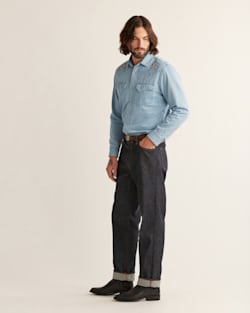 ALTERNATE VIEW OF MEN'S WYATT EMBROIDERED DENIM SHIRT IN FADED INDIGO image number 4