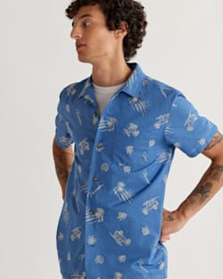 ALTERNATE VIEW OF MEN'S SHORT-SLEEVE ALOHA SHIRT IN BLUE DUNE RIDER image number 4