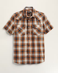 MEN'S SHORT-SLEEVE BISHOP COTTON SHIRT IN NAVY/GOLD/ECRU PLAID image number 1