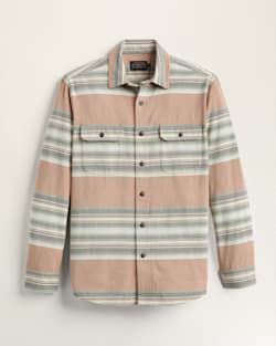 MEN'S STRIPED BEACH SHACK COTTON SHIRT IN MOCHA image number 1