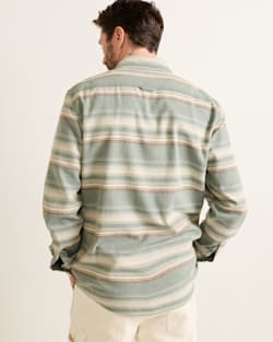 ALTERNATE VIEW OF MEN'S STRIPE BEACH SHACK COTTON SHIRT IN TEAL MULTI image number 2