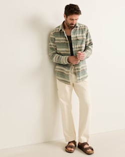 ALTERNATE VIEW OF MEN'S STRIPE BEACH SHACK COTTON SHIRT IN TEAL MULTI image number 6