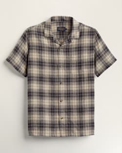 MEN'S SHORT-SLEEVE LINEN CAMP SHIRT IN ESPRESSO/KHAKI PLAID image number 1