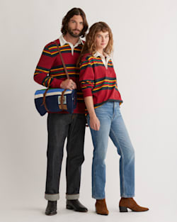 UNISEX DECKER RUGBY STRIPE SHIRT IN RAINIER STRIPE image number 1