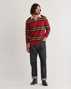 ALTERNATE VIEW OF UNISEX DECKER RUGBY STRIPE SHIRT IN RAINIER STRIPE image number 3